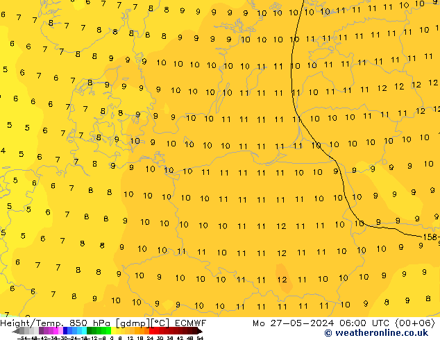 Height/Temp. 850 hPa ECMWF lun 27.05.2024 06 UTC