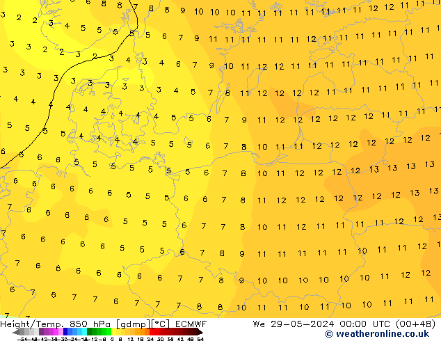 Z500/Rain (+SLP)/Z850 ECMWF ср 29.05.2024 00 UTC