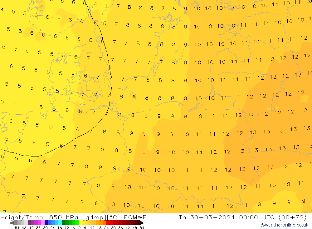 Z500/Rain (+SLP)/Z850 ECMWF jeu 30.05.2024 00 UTC