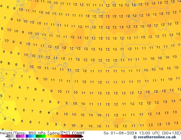 Z500/Rain (+SLP)/Z850 ECMWF Sa 01.06.2024 12 UTC