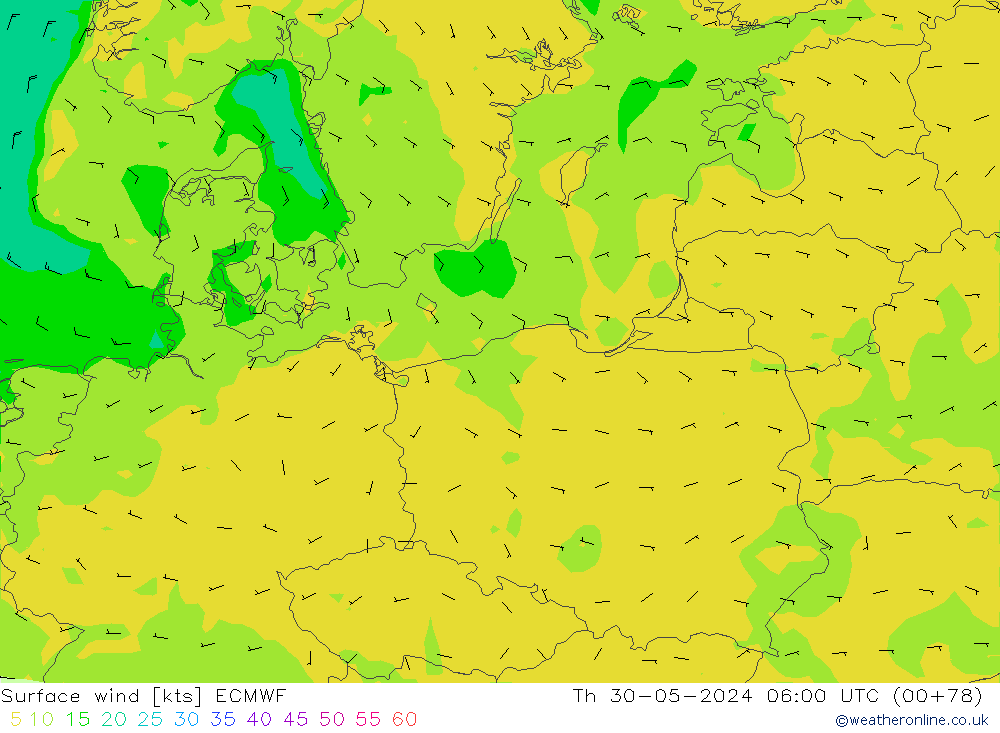 Surface wind ECMWF Th 30.05.2024 06 UTC