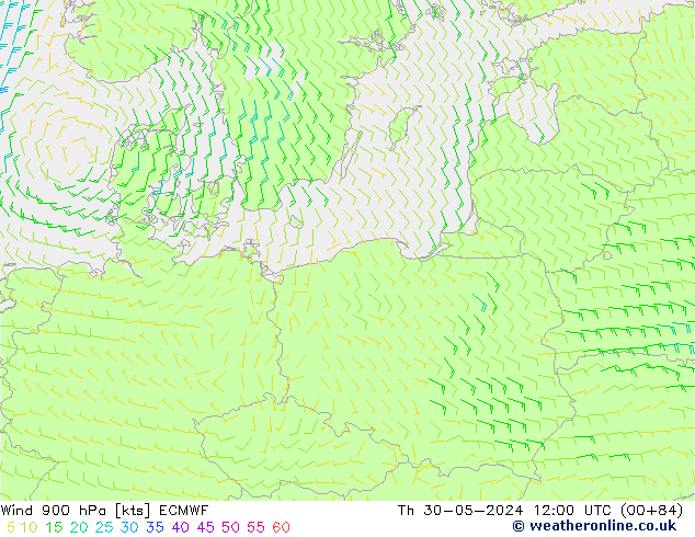 Wind 900 hPa ECMWF Th 30.05.2024 12 UTC