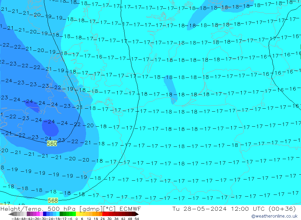 Z500/Rain (+SLP)/Z850 ECMWF вт 28.05.2024 12 UTC