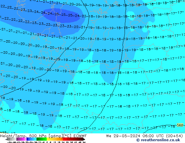 Z500/Rain (+SLP)/Z850 ECMWF We 29.05.2024 06 UTC