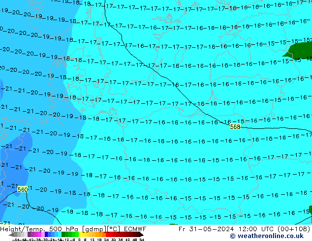 Z500/Regen(+SLP)/Z850 ECMWF vr 31.05.2024 12 UTC