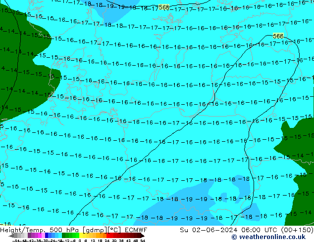 Z500/Rain (+SLP)/Z850 ECMWF dom 02.06.2024 06 UTC