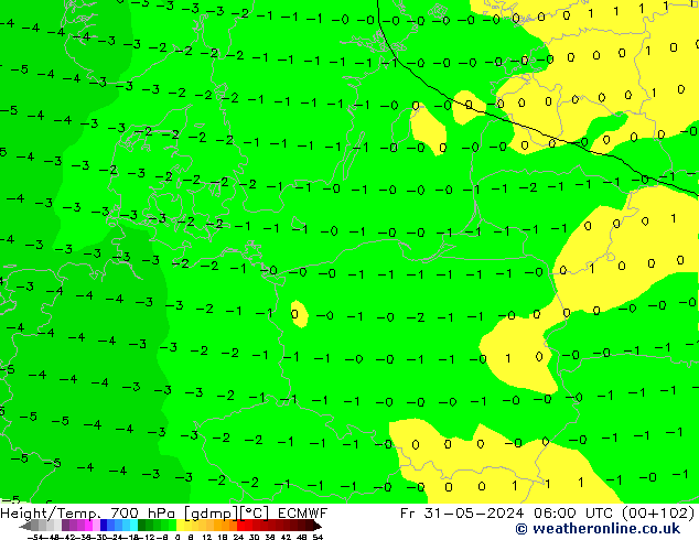 Height/Temp. 700 hPa ECMWF Fr 31.05.2024 06 UTC