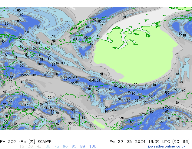 300 hPa Nispi Nem ECMWF Çar 29.05.2024 18 UTC