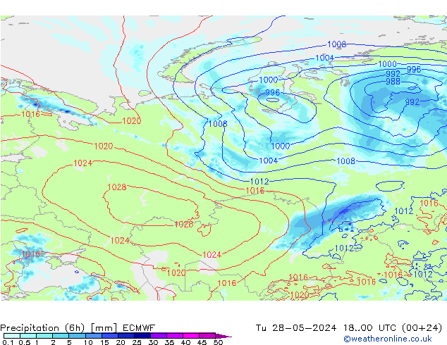 Z500/Regen(+SLP)/Z850 ECMWF di 28.05.2024 00 UTC