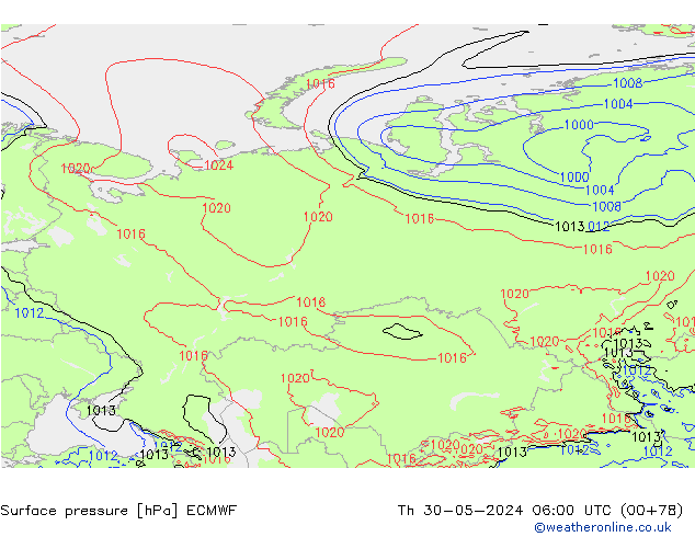 Bodendruck ECMWF Do 30.05.2024 06 UTC