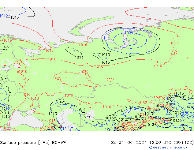 Pressione al suolo ECMWF sab 01.06.2024 12 UTC