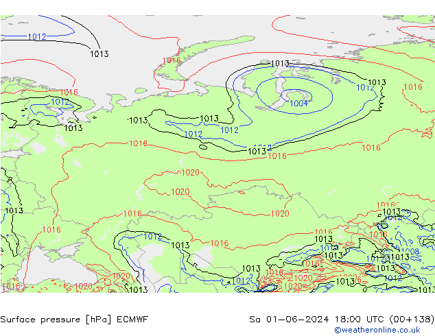 Surface pressure ECMWF Sa 01.06.2024 18 UTC