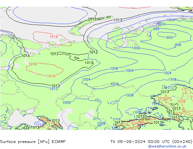 приземное давление ECMWF чт 06.06.2024 00 UTC