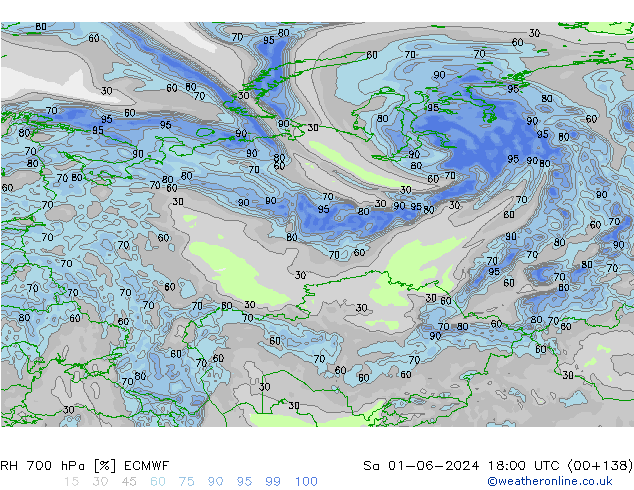 RH 700 hPa ECMWF Sa 01.06.2024 18 UTC