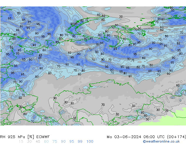 RH 925 hPa ECMWF Po 03.06.2024 06 UTC