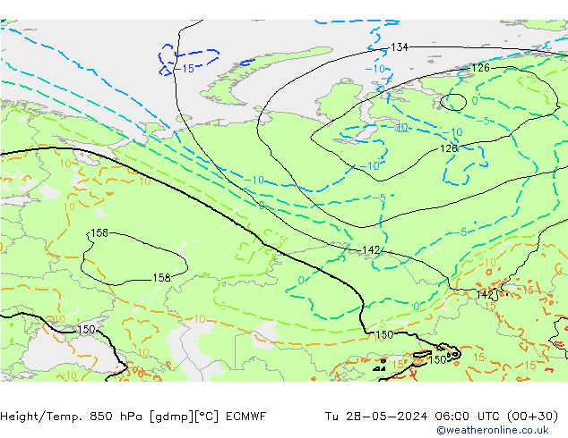 Z500/Yağmur (+YB)/Z850 ECMWF Sa 28.05.2024 06 UTC