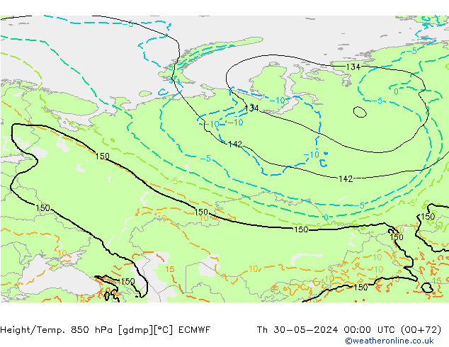 Z500/Rain (+SLP)/Z850 ECMWF czw. 30.05.2024 00 UTC