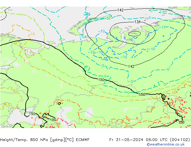 Height/Temp. 850 hPa ECMWF Fr 31.05.2024 06 UTC