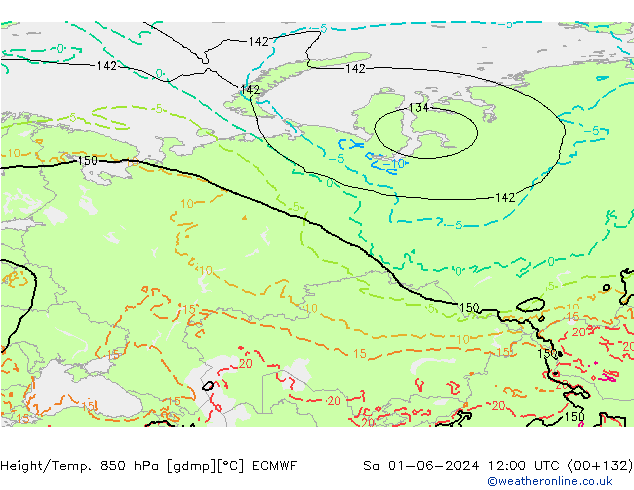 Z500/Rain (+SLP)/Z850 ECMWF Sa 01.06.2024 12 UTC