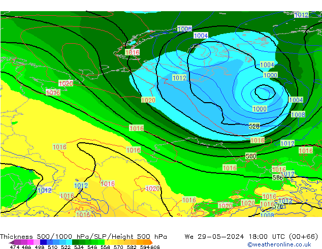 500-1000 hPa Kalınlığı ECMWF Çar 29.05.2024 18 UTC