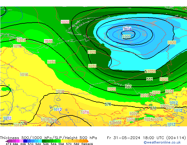 500-1000 hPa Kalınlığı ECMWF Cu 31.05.2024 18 UTC