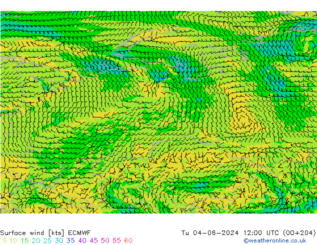 Vent 10 m ECMWF mar 04.06.2024 12 UTC