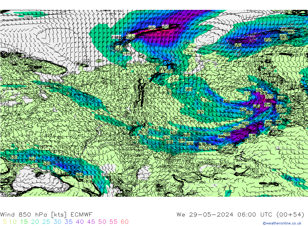 Wind 850 hPa ECMWF We 29.05.2024 06 UTC