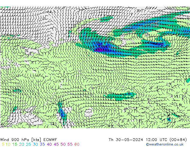 Wind 900 hPa ECMWF Th 30.05.2024 12 UTC