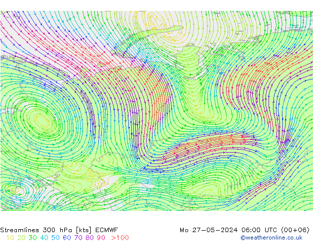 Stromlinien 300 hPa ECMWF Mo 27.05.2024 06 UTC