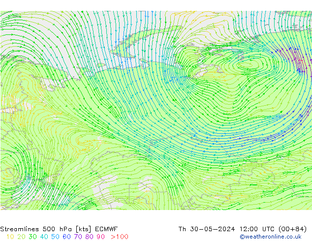 Rüzgar 500 hPa ECMWF Per 30.05.2024 12 UTC