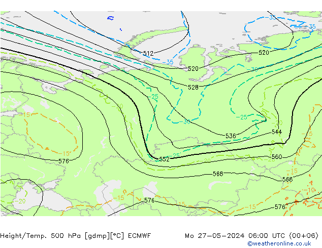 Z500/Rain (+SLP)/Z850 ECMWF Seg 27.05.2024 06 UTC