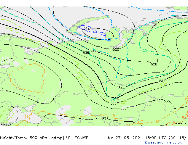 Height/Temp. 500 hPa ECMWF  27.05.2024 18 UTC