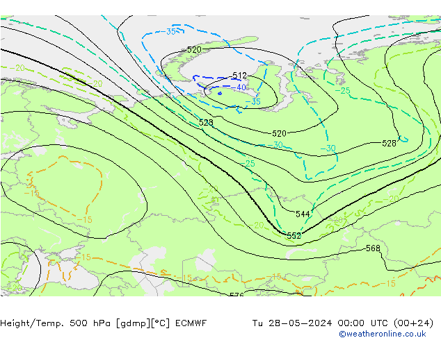 Z500/Regen(+SLP)/Z850 ECMWF di 28.05.2024 00 UTC