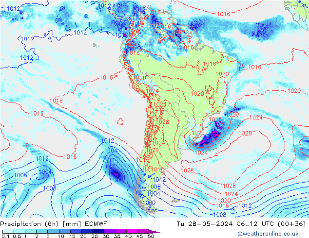 Z500/Rain (+SLP)/Z850 ECMWF Ter 28.05.2024 12 UTC