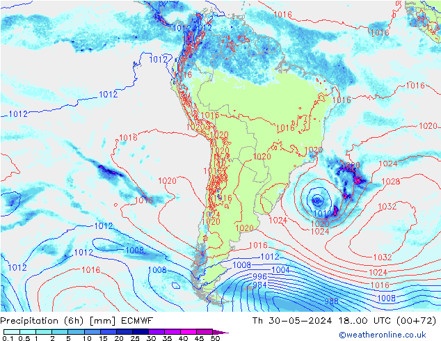 Z500/Yağmur (+YB)/Z850 ECMWF Per 30.05.2024 00 UTC