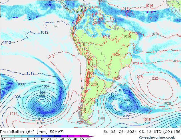 Z500/Rain (+SLP)/Z850 ECMWF Dom 02.06.2024 12 UTC