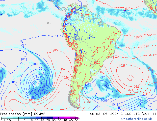 Precipitation ECMWF Su 02.06.2024 00 UTC