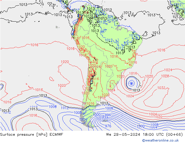 Bodendruck ECMWF Mi 29.05.2024 18 UTC