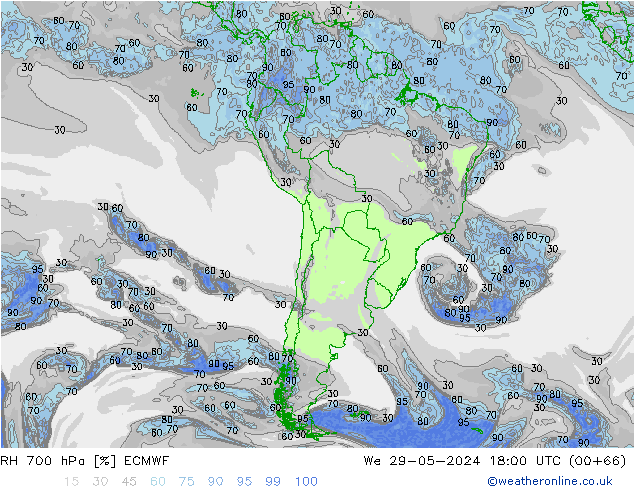 700 hPa Nispi Nem ECMWF Çar 29.05.2024 18 UTC