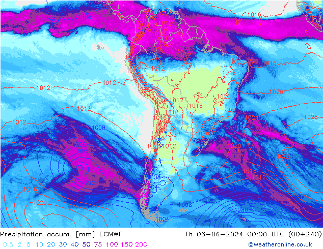 Precipitation accum. ECMWF gio 06.06.2024 00 UTC