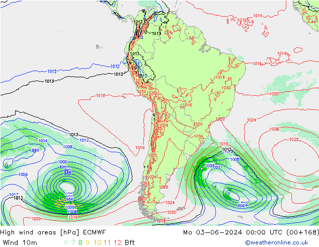 yüksek rüzgarlı alanlar ECMWF Pzt 03.06.2024 00 UTC