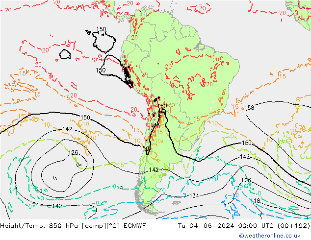 Z500/Rain (+SLP)/Z850 ECMWF Út 04.06.2024 00 UTC