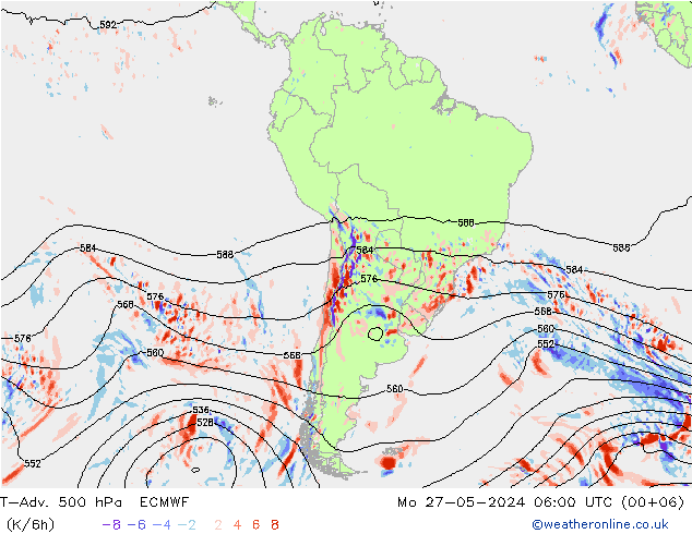 T-Adv. 500 hPa ECMWF Mo 27.05.2024 06 UTC