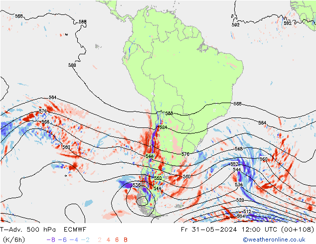 T-Adv. 500 hPa ECMWF Sex 31.05.2024 12 UTC