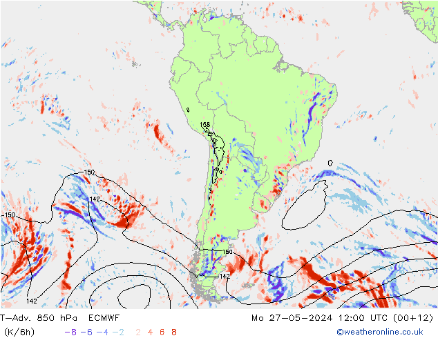 T-Adv. 850 hPa ECMWF lun 27.05.2024 12 UTC