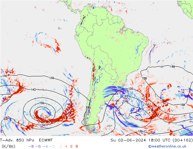 T-Adv. 850 hPa ECMWF Dom 02.06.2024 18 UTC