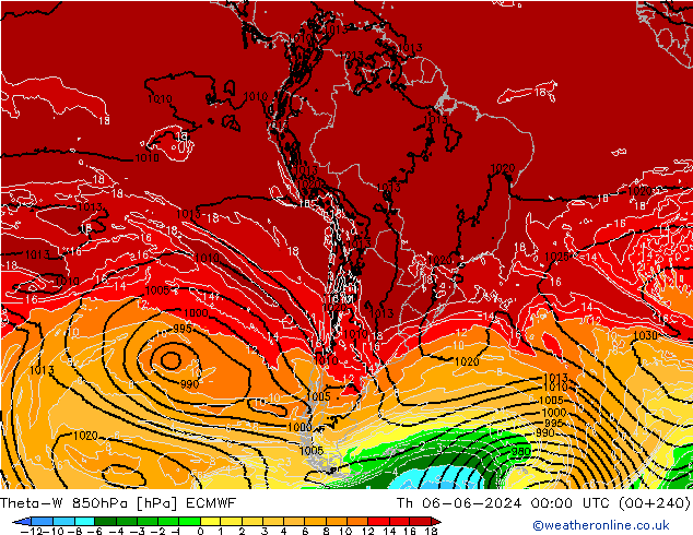 Theta-W 850hPa ECMWF Th 06.06.2024 00 UTC