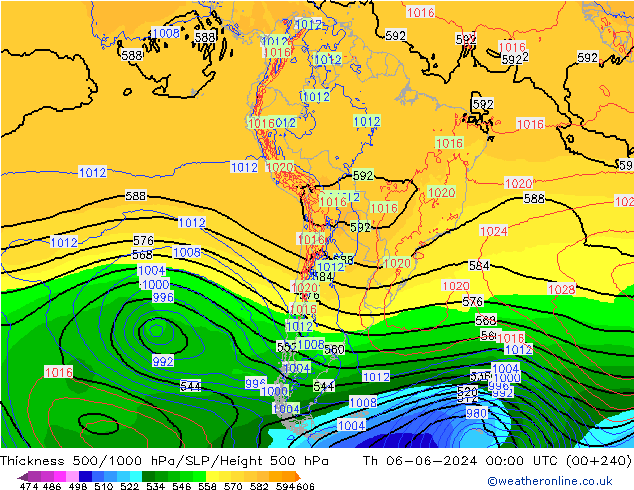 Thck 500-1000hPa ECMWF czw. 06.06.2024 00 UTC