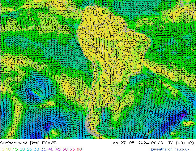 Viento 10 m ECMWF lun 27.05.2024 00 UTC