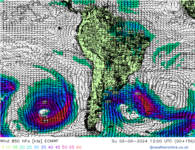 Vent 850 hPa ECMWF dim 02.06.2024 12 UTC